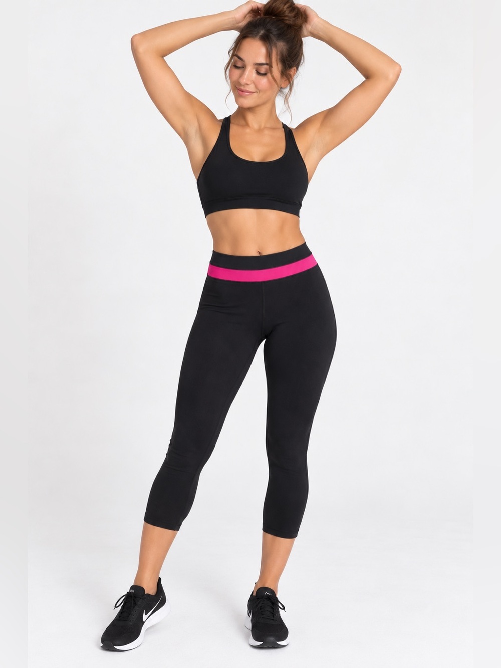 GapFit Black Pink Accent Leggings Size Large